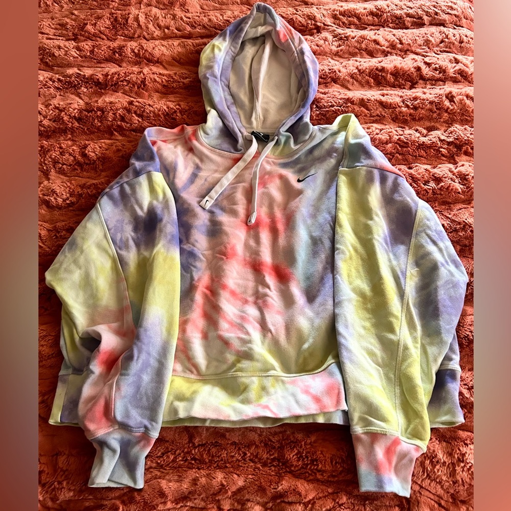 Cropped Nike Tie-Dye Pastel Hoodie - Pink, Yellow, Purple, Blue
